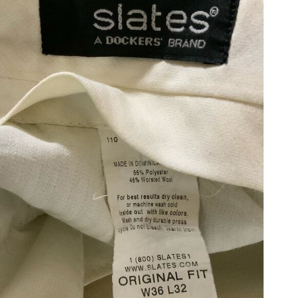 Dockers Slates Dress Pants 36X32 Pleated Original Fit Worsted Wool Casual Formal - Picture 1 of 7